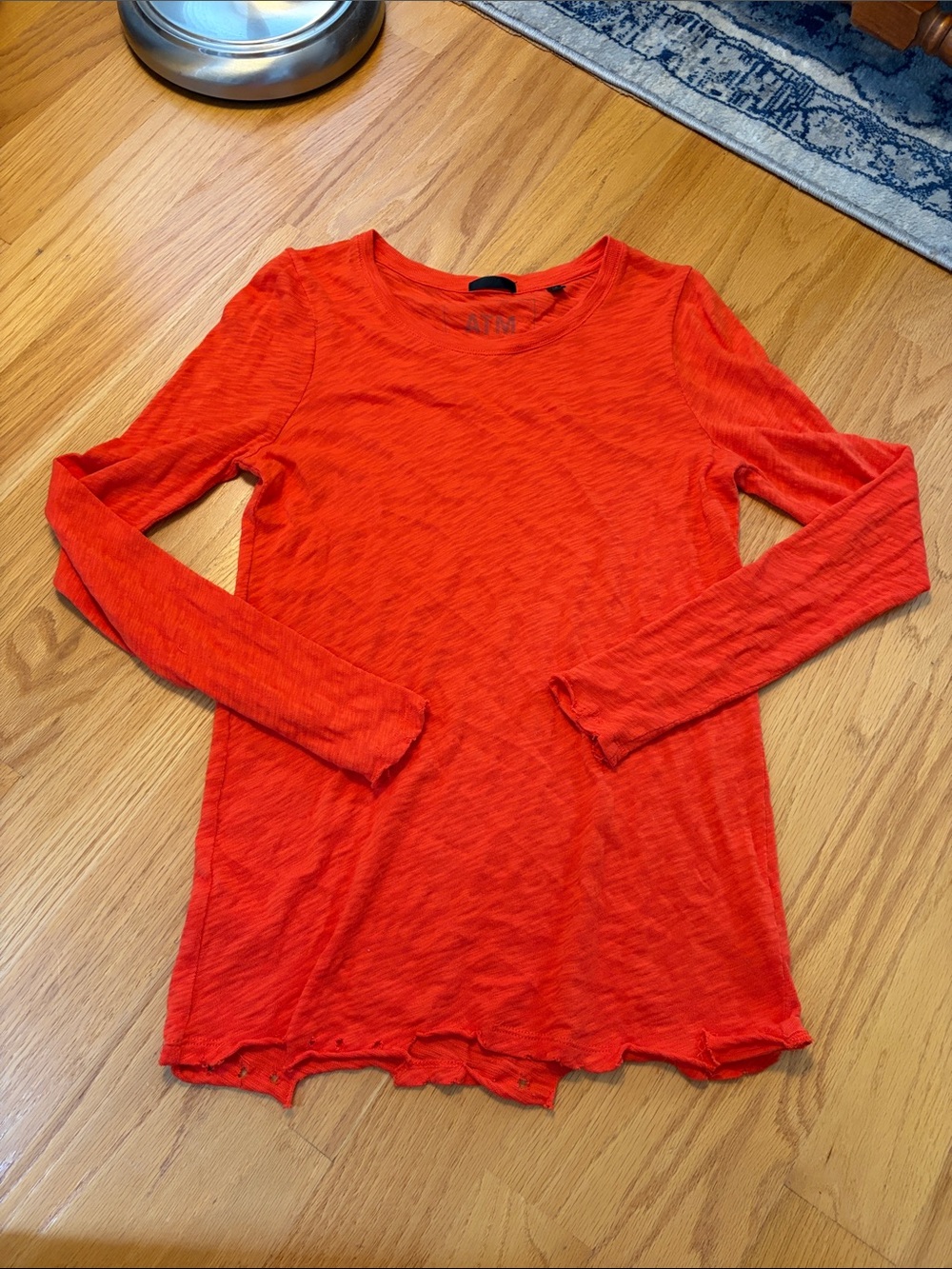 ATM Destroyed Long Sleeve Shirt size small orange slub